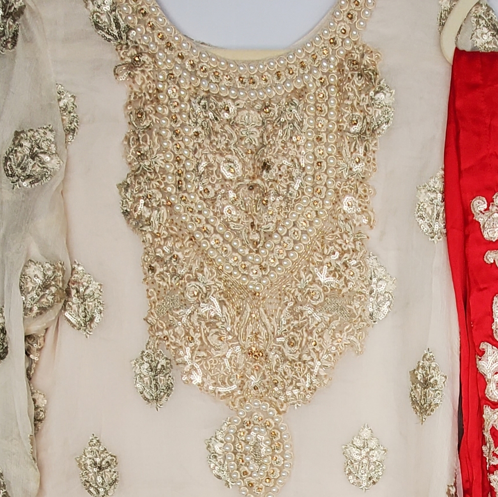 Pakistani embroidery and pearl work 3pcs suit